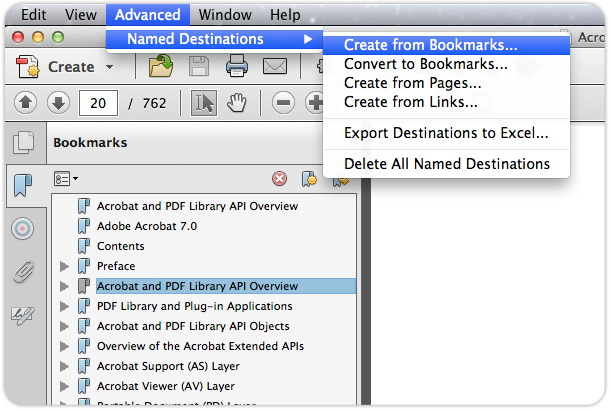 how to create a bookmark in an acrobat